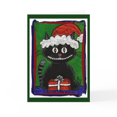 Santa BoBo - Black Cat Christmas greeting card (2)
