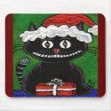 SANTA BOBO the BLACK CAT - Christmas mousepad by folkartblonde SANTA BOBO the BLACK CAT - Christmas mousepad