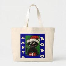 SANTA BOBO the BLACK CAT - Christmas tote bag