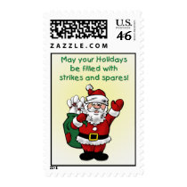 Santa bowling Christmas Stamps