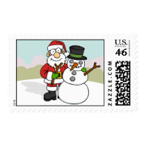 Santa Building a Snowman postage by wislander Santa Building a Snowman postage