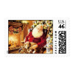 Santa by the fire Xmas Stamp