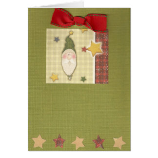 Santa card with stars and ribbon