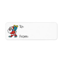 Santa carrying big package custom return address label