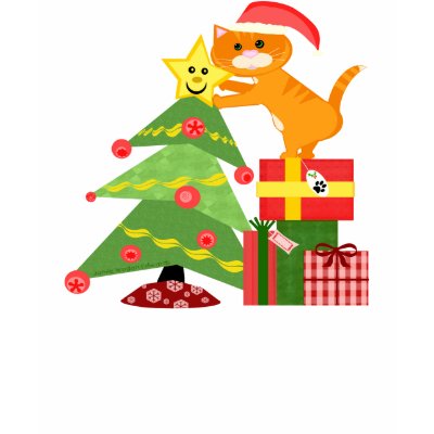 Santa Cat & Christmas Tree T-Shirt