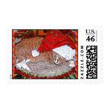 Santa Cat Postage Stamps