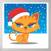 Santa Cat Poster