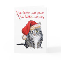Santa Cat - You better not pout! Greeting Cards