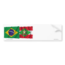 Santa Catarina & Brazil Waving Flags Bumper Sticker