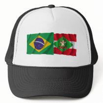 Santa Catarina & Brazil Waving Flags Mesh Hats