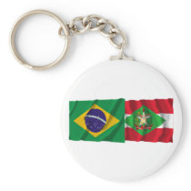 Santa Catarina & Brazil Waving Flags Key Chain