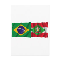 Santa Catarina & Brazil Waving Flags Postcard