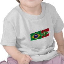 Santa Catarina & Brazil Waving Flags Tee Shirts