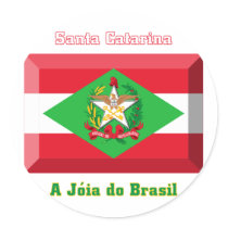 Santa Catarina Flag Gem Round Sticker