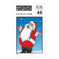 Santa catching snowflakes postage