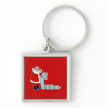 Santa checking his long list key chain