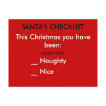 Santa Checklist Postcard