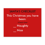 Santa Checklist Postcard