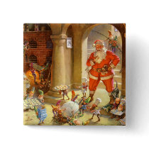 Santa Checks In With His Cookie Baking Elves Buttons