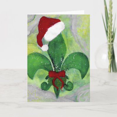 Santa Christmas Fleur de lis Holiday Card