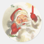 Santa Christmas Name Tags Round Stickers
