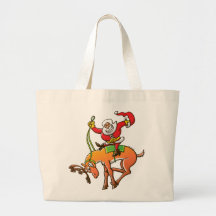 Santa Christmas Rodeo Canvas Bags