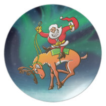Santa Christmas Rodeo plates