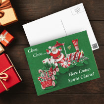 Santa Christmas Train Postcard postcards