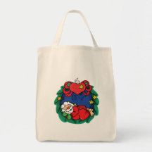 santa christmas wreath canvas bag