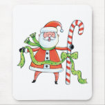 Santa Claus and Candy Cane Mouse Pad