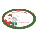 Santa Claus and Mrs. Claus Oval Baking Labels Oval Sticker