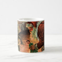 Santa Claus and Sleeping Children by the Fireplace Coffee Mugs