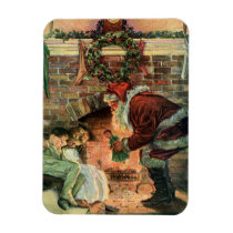 Santa Claus and Sleeping Children by the Fireplace Magnet