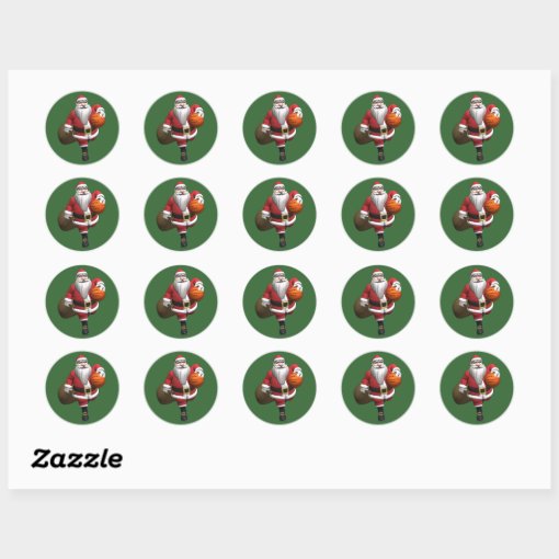 Santa Claus Basketball Player Classic Round Sticker Zazzle