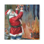 Santa Claus Busy Filling Stockings Fridge Magnet