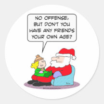 santa claus christmas friends your own age round stickers