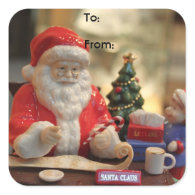Santa Claus Christmas gift wrap stickers.