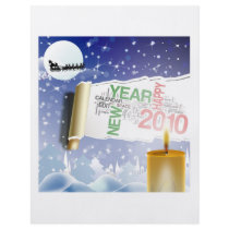 Santa Claus Christmas night and 2010 new year flyers