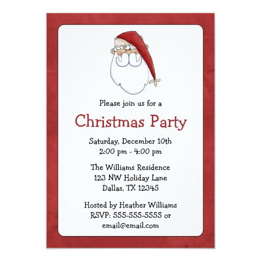 Santa Claus Christmas Party Invitations (front side)
