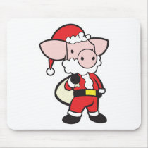 santa claus christmas pig mouse pad