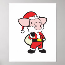 santa claus christmas pig poster