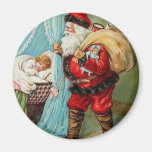 Santa Claus Christmas Vintage Postcard Art Refrigerator Magnet