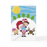 Santa Claus, Elves & Reindeer Card