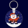Santa Claus & Falling Snow Pixel Art Keychain