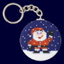 Santa Claus & Falling Snow Pixel Art Keychain