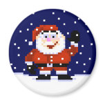 Santa Claus & Falling Snow Pixel Art Magnet