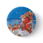Santa Claus Goes Down the Chimney Pinback Buttons