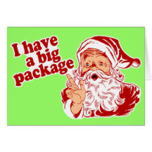 Santa Claus has a big package Greeting Cards