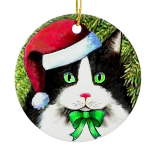 Santa Claus Hat Christmas Cat Ornament ornament
