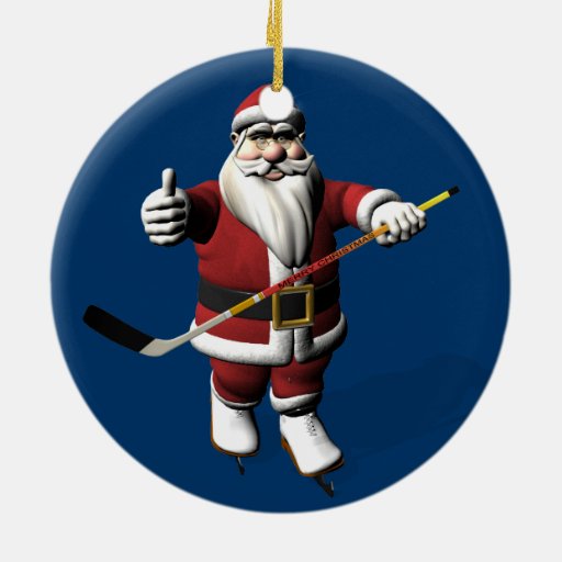 Sweet Santa Claus Loves Ice Hockey Christmas Ornaments Zazzle